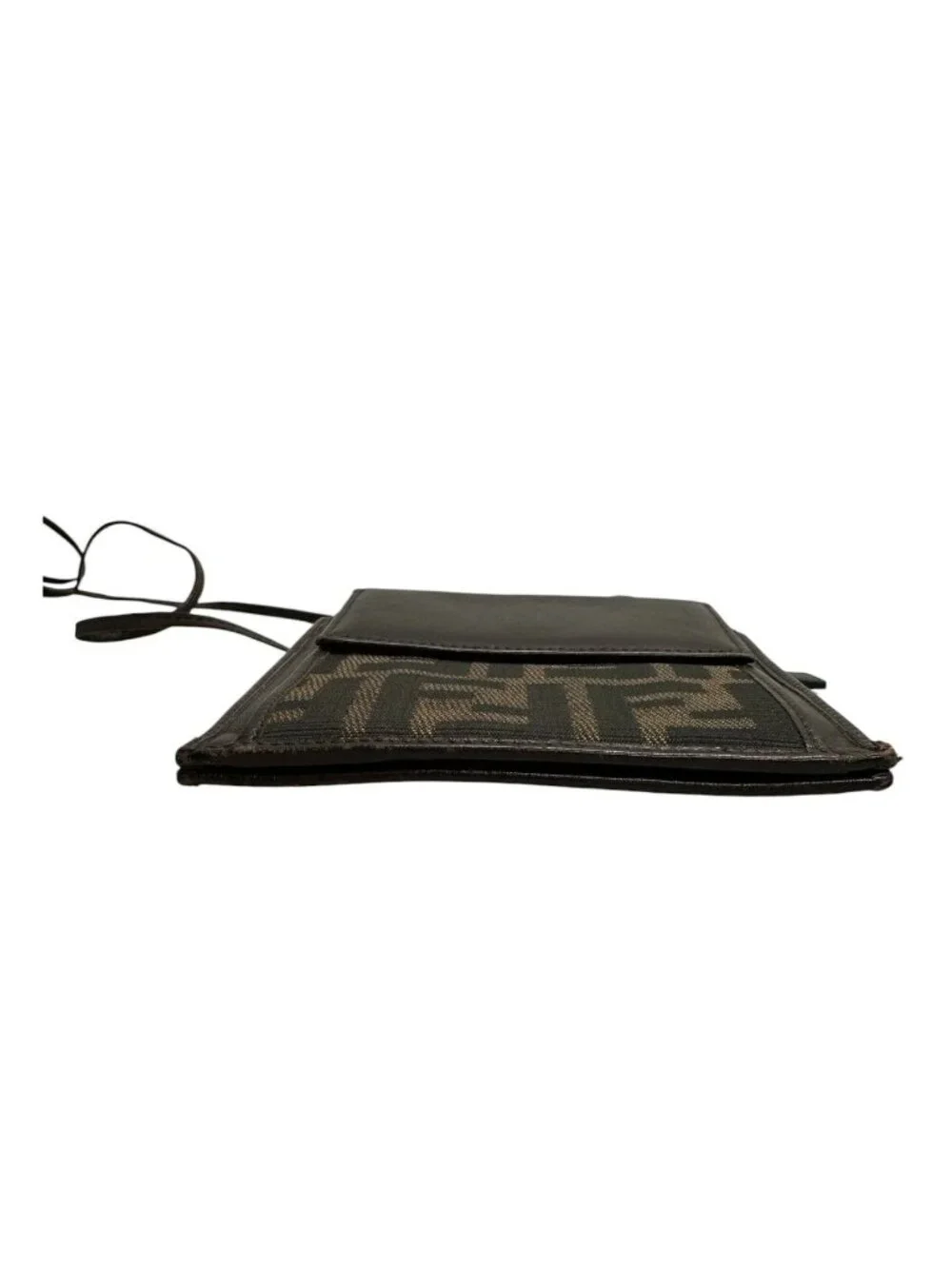 Fendi Zucca Brown Silver Canvas Leather Shoulder Bag Bifold